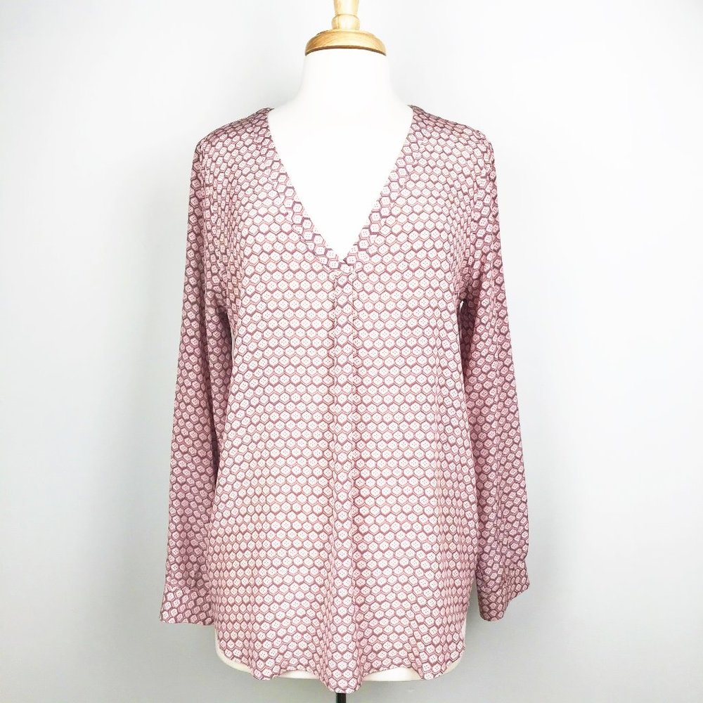 Joie 100% Silk Print Long-Sleeve Blouse